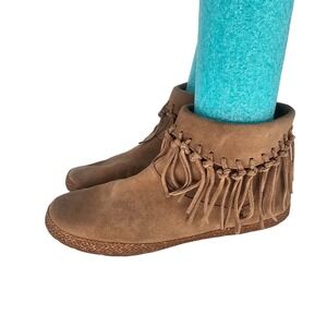 UGG Shenandoah Fringe Suede Ankle Boot Moccasin Size 9.5 Boho Festival Hippie